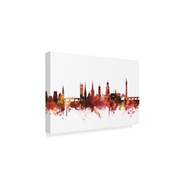 Michael Tompsett 'Shrewsbury England Skyline Red' Canvas Art,30x47